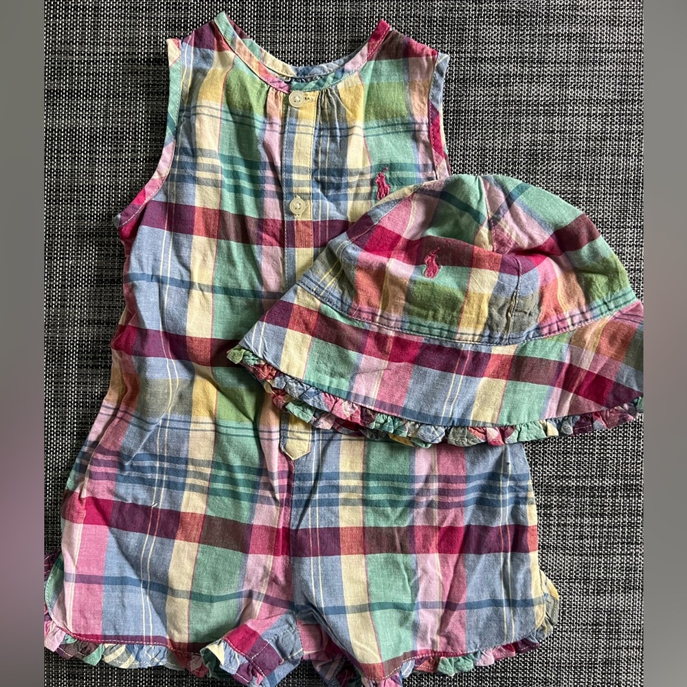 New Infant's "Ralph Lauren" Plaid Madras 2-Piece Sun Dress